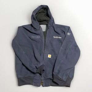 Vintage Carhartt J131 DNY Dark Navy Hooded Jacket Sz XL Sylvester Polansky Seed